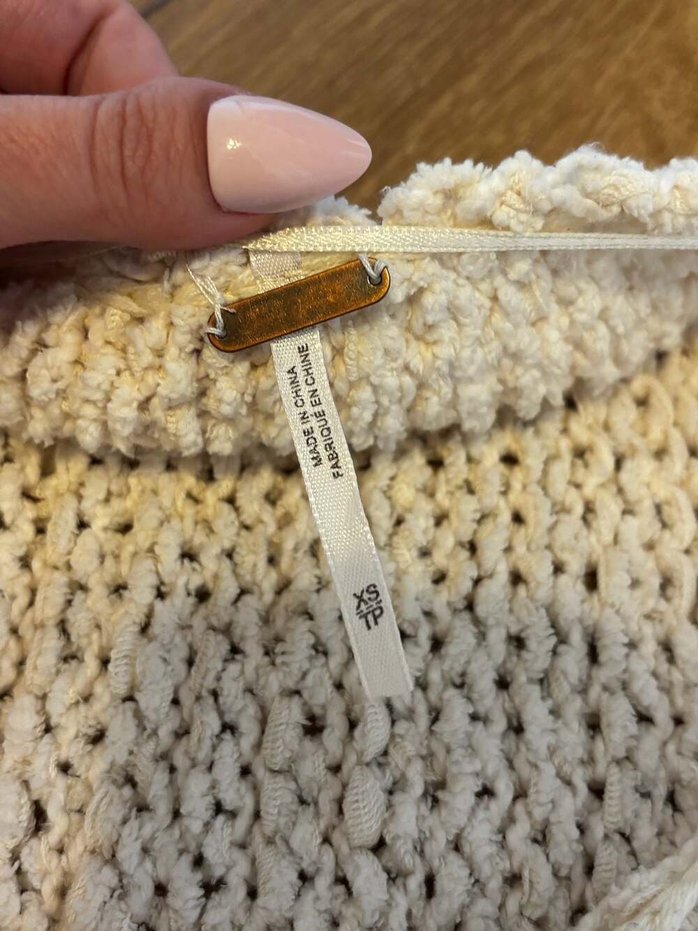 Free People My Only Sunshine Oversized V-Neck Chunky Knit Sweater Cream Size XS - Picture 4 of 5